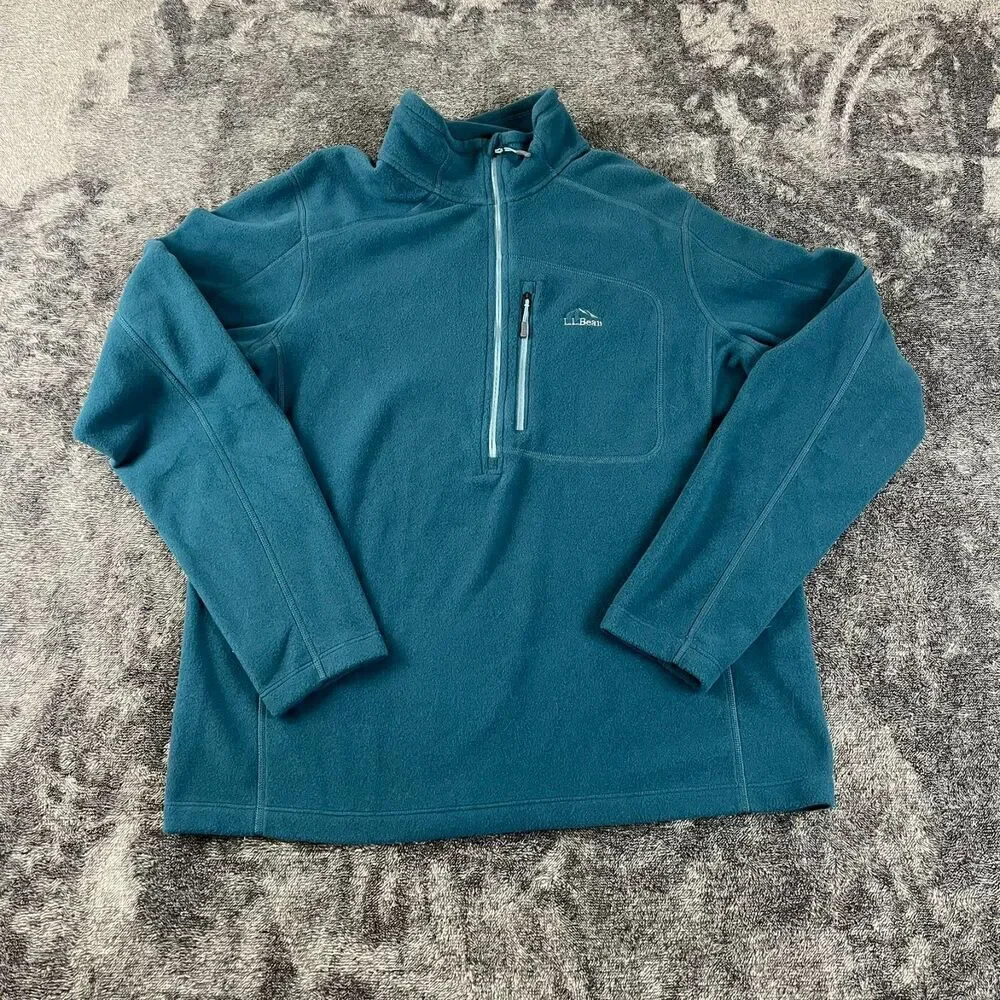 LL Bean Trail Fitness Fleece 1/4 Zip Men's M Blue Pullover Sweater NWT Outdoor